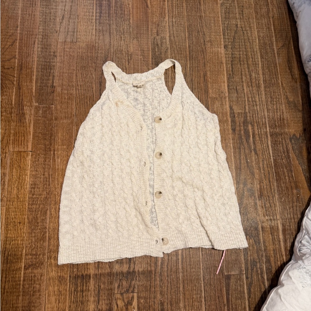 1.4.3. Story by Line Up Cream Knit Button-Down Tank Top